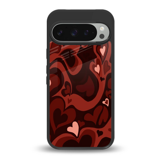 Y2K Red Meltdown Hearts back phone cover | glass case for google pixel 9 pro xl