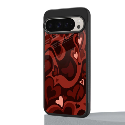 Y2K Red Meltdown Hearts google pixel 9 pro xl mobile cover | shockproof glass phone case