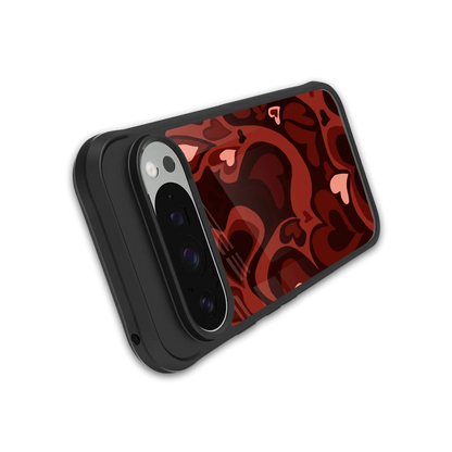 Y2K Red Meltdown Hearts stylish phone case for google pixel 9 pro xl | glossy glass and slim fit