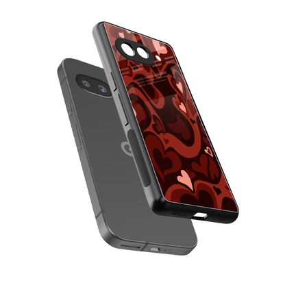 Y2K Red Meltdown Hearts sleek google pixel 10a cover with tempered glass back and TPU edges