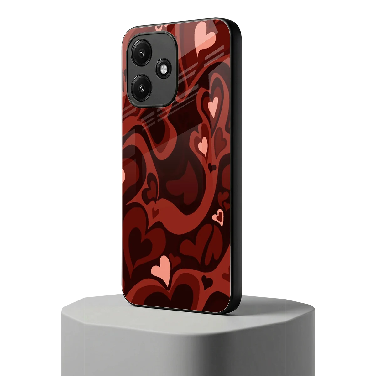 Y2K Red Meltdown Hearts redmi 12 5g mobile cover | shockproof glass phone case