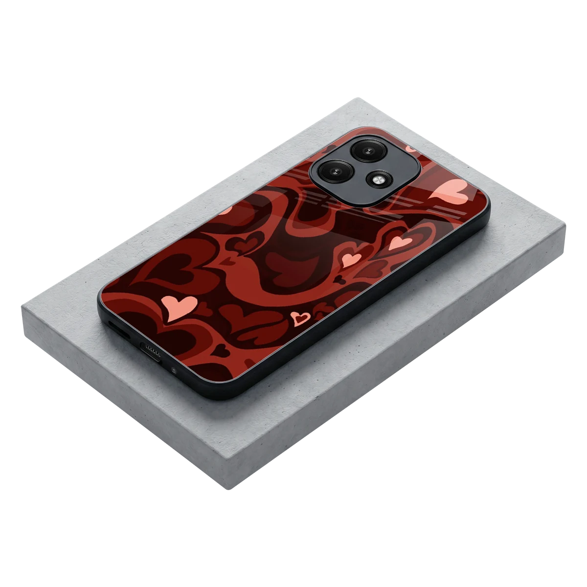 Y2K Red Meltdown Hearts stylish phone case for redmi 12 5g | glossy glass and slim fit