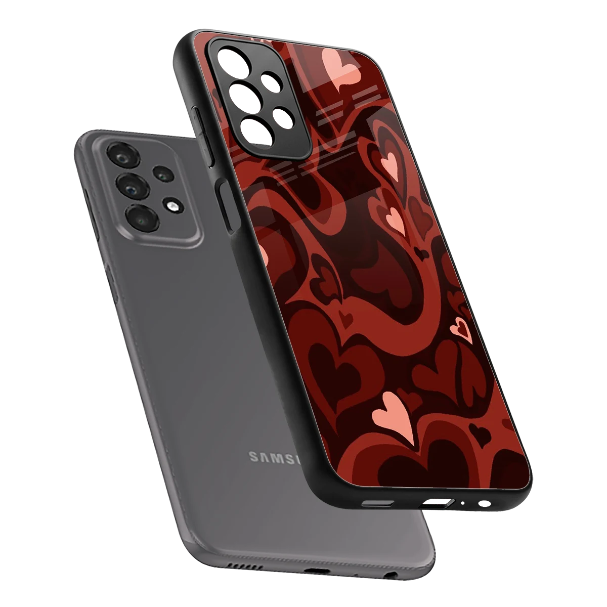 Y2K Red Meltdown Hearts sleek samsung galaxy a23 cover with tempered glass back and TPU edges