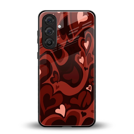 Y2K Red Meltdown Hearts back phone cover | glass case for samsung galaxy m35 5g