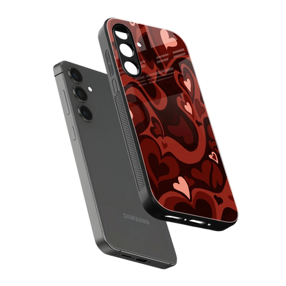 Y2K Red Meltdown Hearts sleek samsung galaxy m34 5g cover with tempered glass back and TPU edges