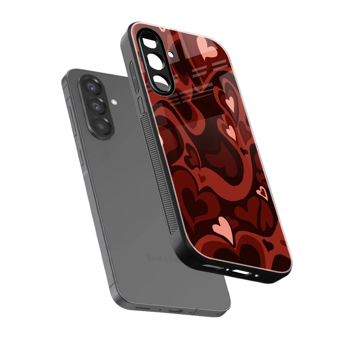 Y2K Red Meltdown Hearts sleek samsung galaxy a37 5g cover with tempered glass back and TPU edges