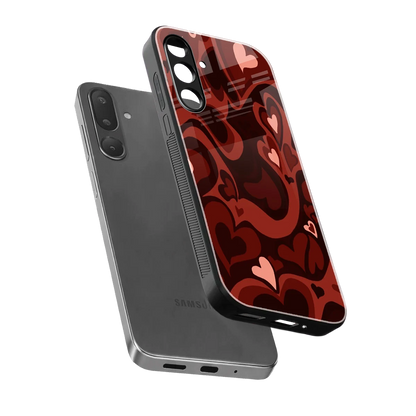 Y2K Red Meltdown Hearts sleek samsung galaxy m56 5g cover with tempered glass back and TPU edges