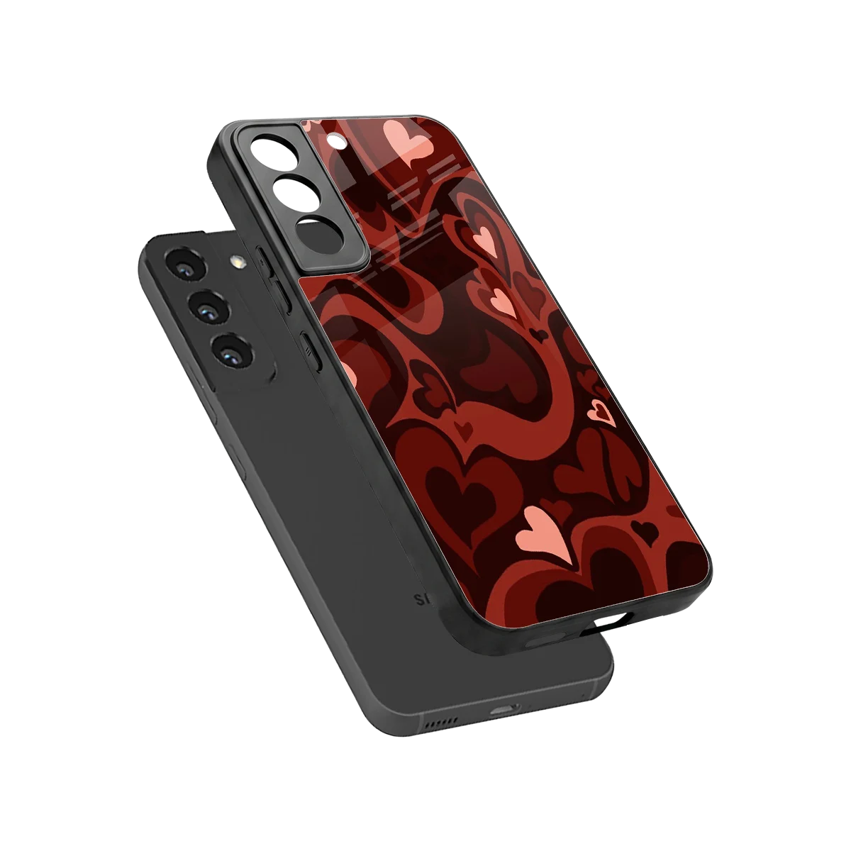 Y2K Red Meltdown Hearts sleek samsung galaxy s22 cover with tempered glass back and TPU edges