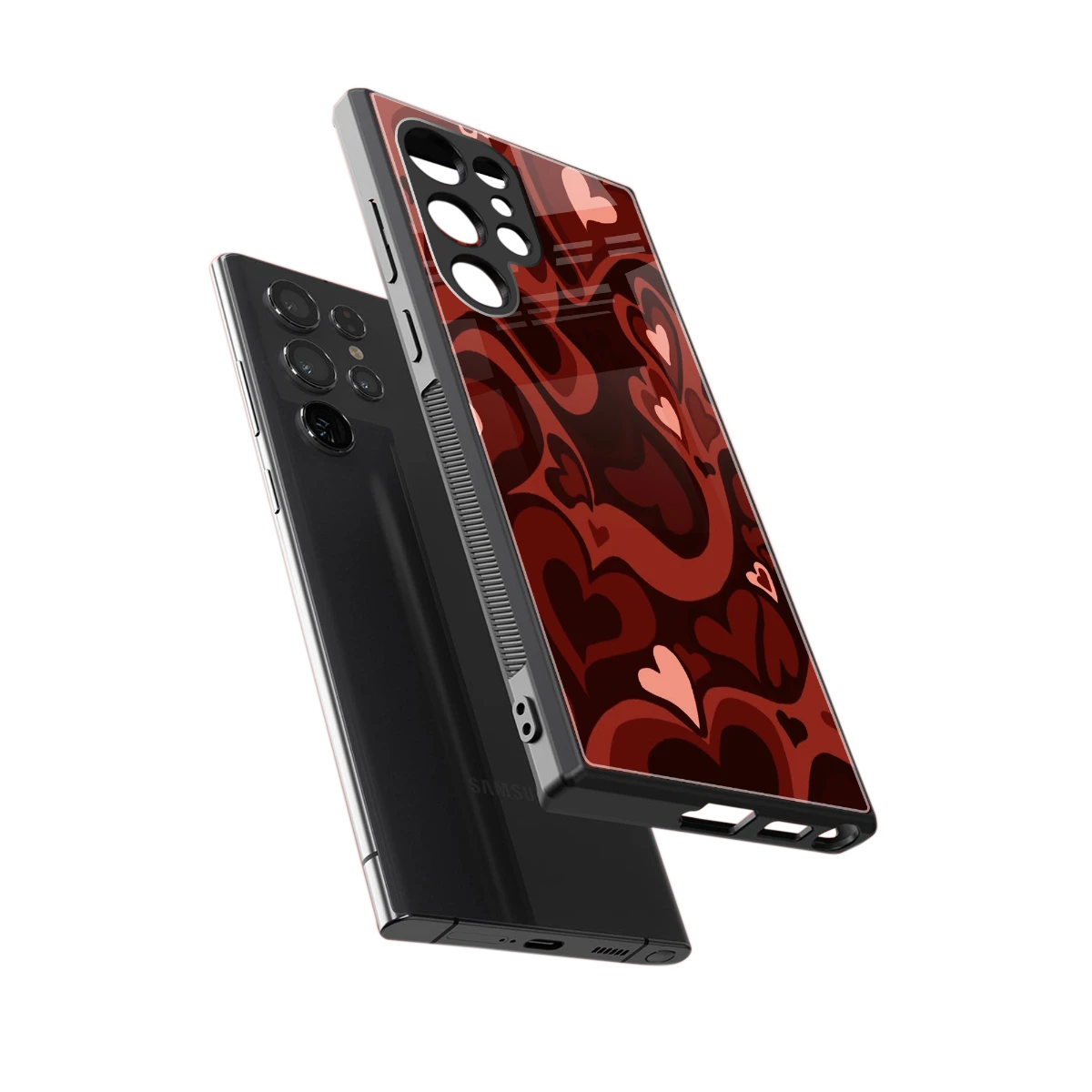 Y2K Red Meltdown Hearts sleek samsung galaxy s24 ultra cover with tempered glass back and TPU edges