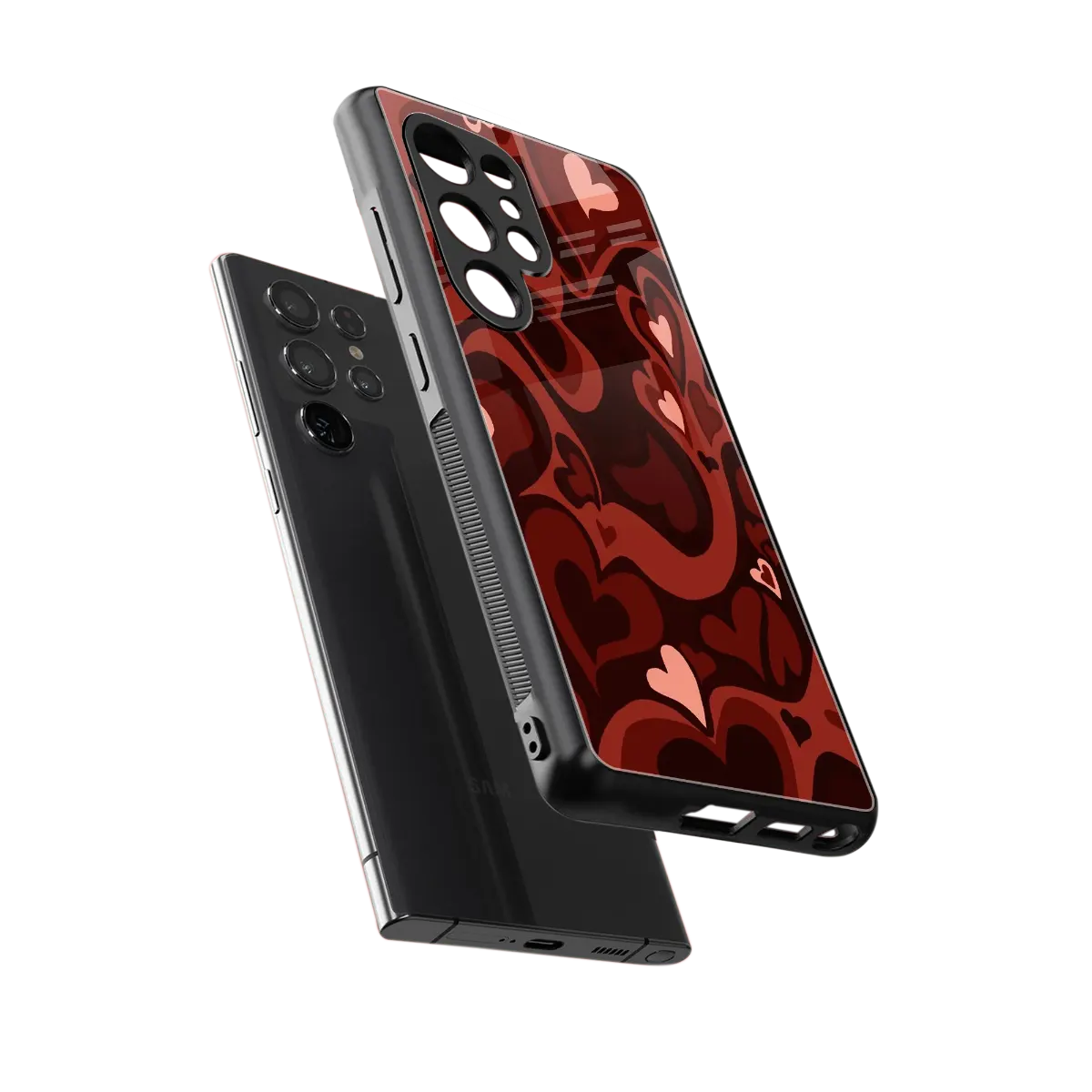 Y2K Red Meltdown Hearts sleek samsung galaxy s25 ultra cover with tempered glass back and TPU edges