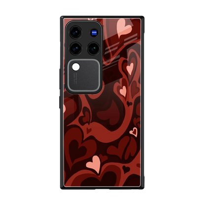 Y2K Red Meltdown Hearts back phone cover | glass case forvivo v30 pro