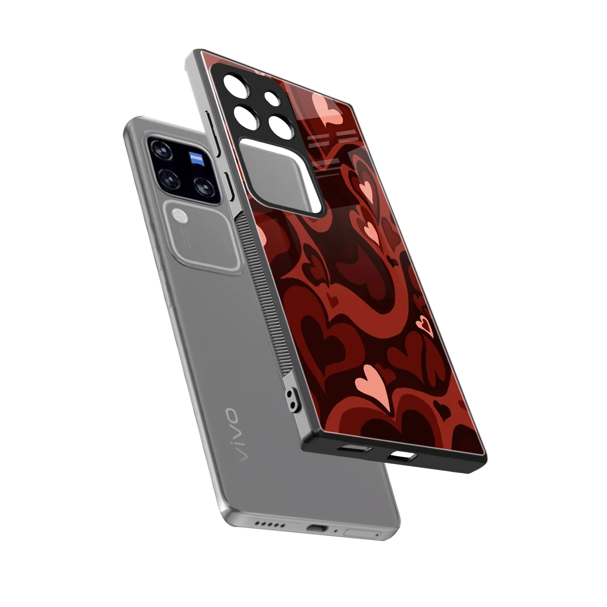 Y2K Red Meltdown Hearts sleekvivo v30 pro cover with tempered glass back and TPU edges