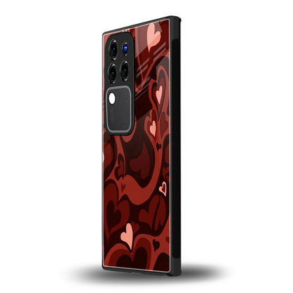 Y2K Red Meltdown Heartsvivo v30 pro mobile cover | shockproof glass phone case
