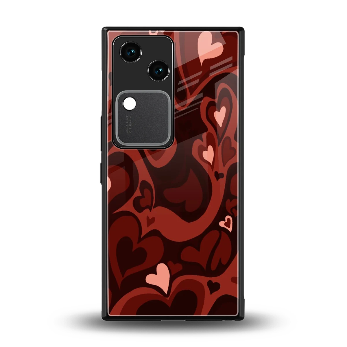 Y2K Red Meltdown Hearts back phone cover | glass case for vivo v30