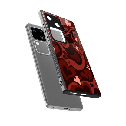 Y2K Red Meltdown Hearts sleek vivo v30 cover with tempered glass back and TPU edges