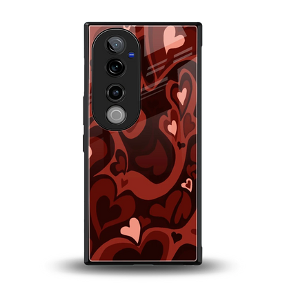 Y2K Red Meltdown Hearts back phone cover | glass case for vivo v40 pro
