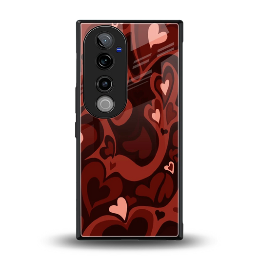 Y2K Red Meltdown Hearts back phone cover | glass case for vivo v40 pro