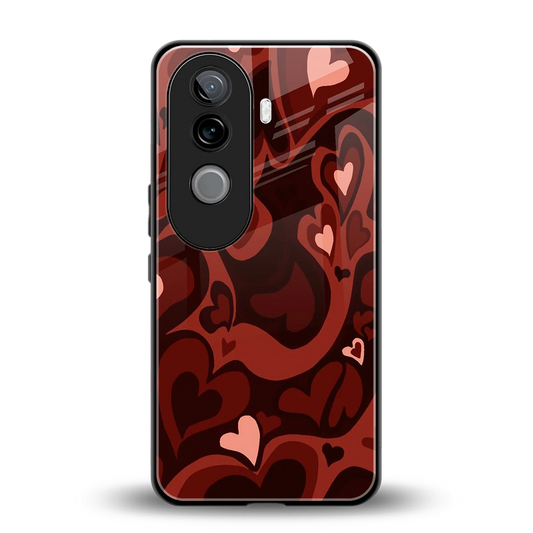 Y2K Red Meltdown Hearts back phone cover | glass case for vivo v40e