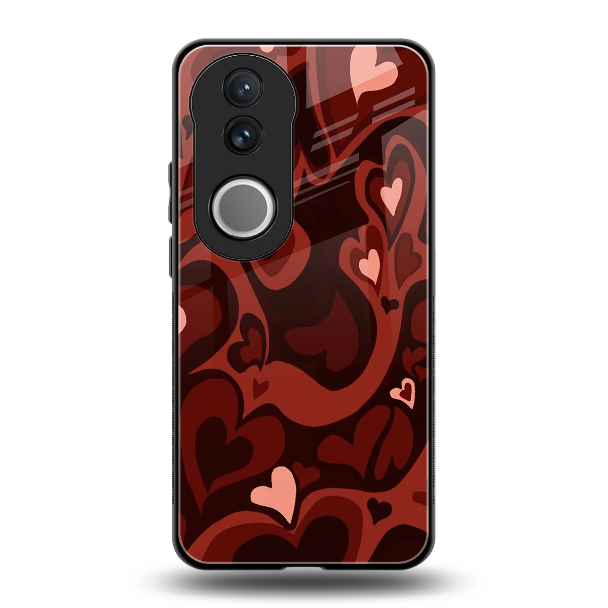 Y2K Red Meltdown Hearts back phone cover | glass case for vivo v50