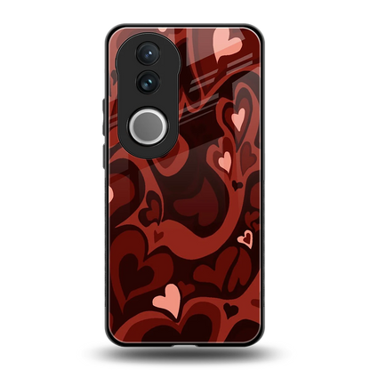 Y2K Red Meltdown Hearts back phone cover | glass case for vivo v50