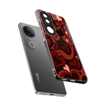 Y2K Red Meltdown Hearts sleek vivo v50 cover with tempered glass back and TPU edges