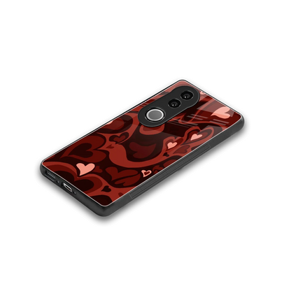 Y2K Red Meltdown Hearts stylish phone case for vivo v50 | glossy glass and slim fit