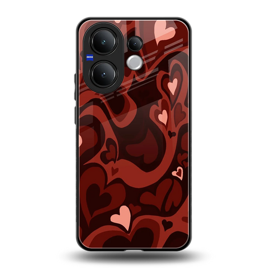 Y2K Red Meltdown Hearts back phone cover | glass case for vivo v60