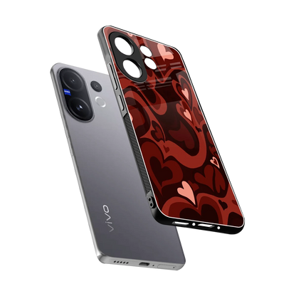 Y2K Red Meltdown Hearts sleek vivo v60 cover with tempered glass back and TPU edges