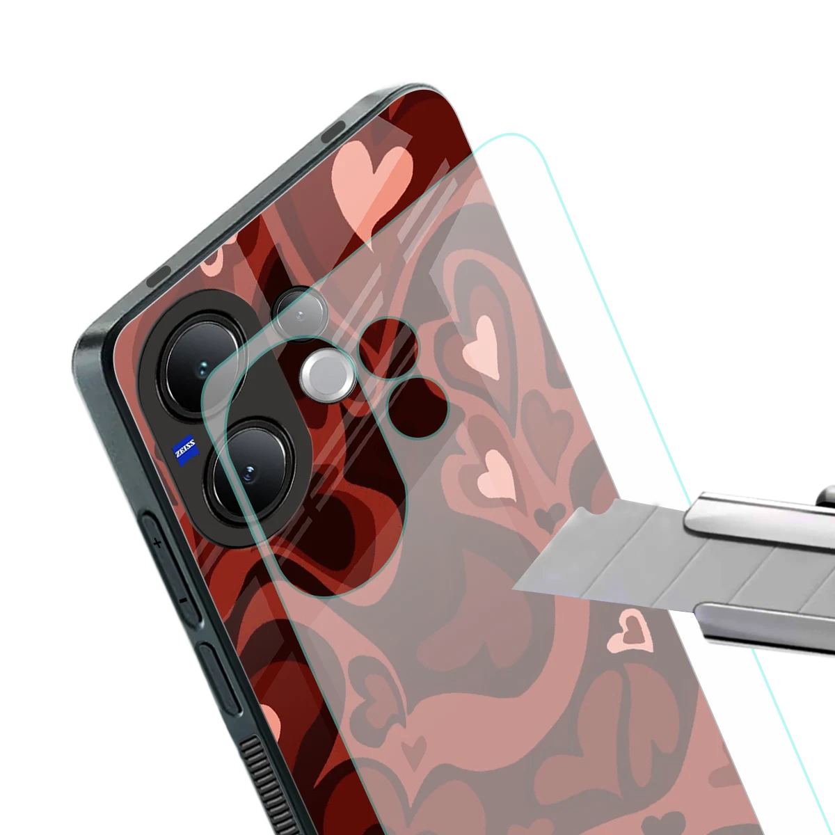 Y2K Red Meltdown Hearts stylish phone case for vivo v60 | glossy glass and slim fit