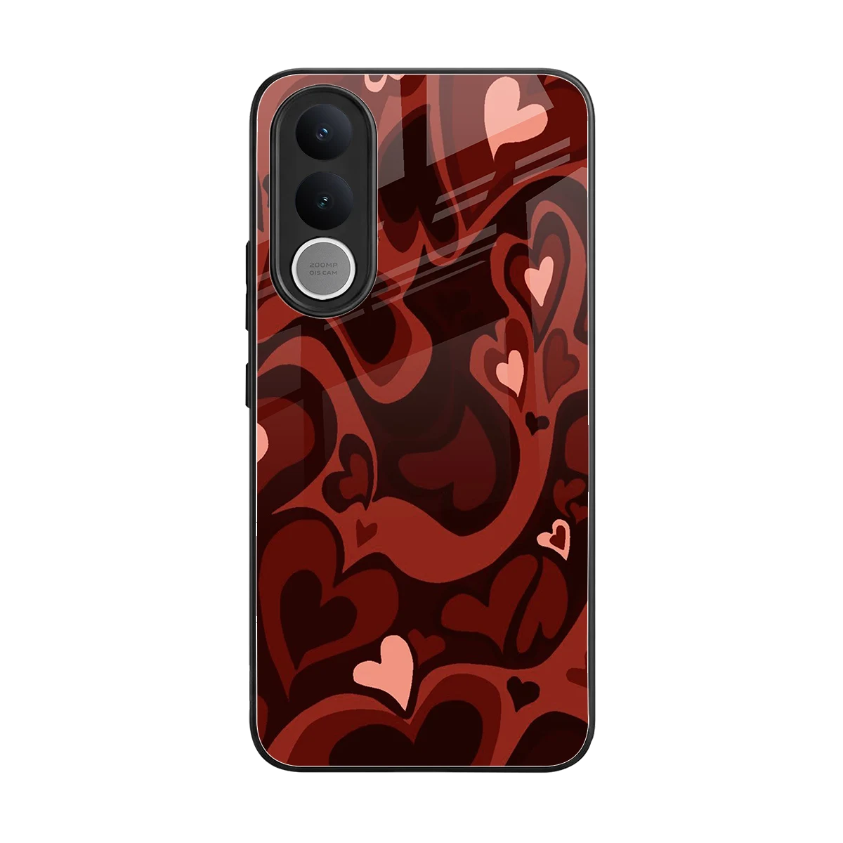 Y2K Red Meltdown Hearts back phone cover | glass case for vivo v70 fe