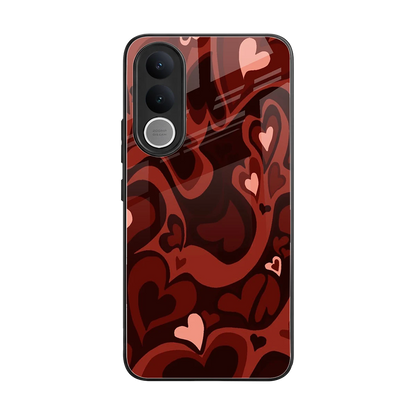 Y2K Red Meltdown Hearts back phone cover | glass case for vivo v70 fe