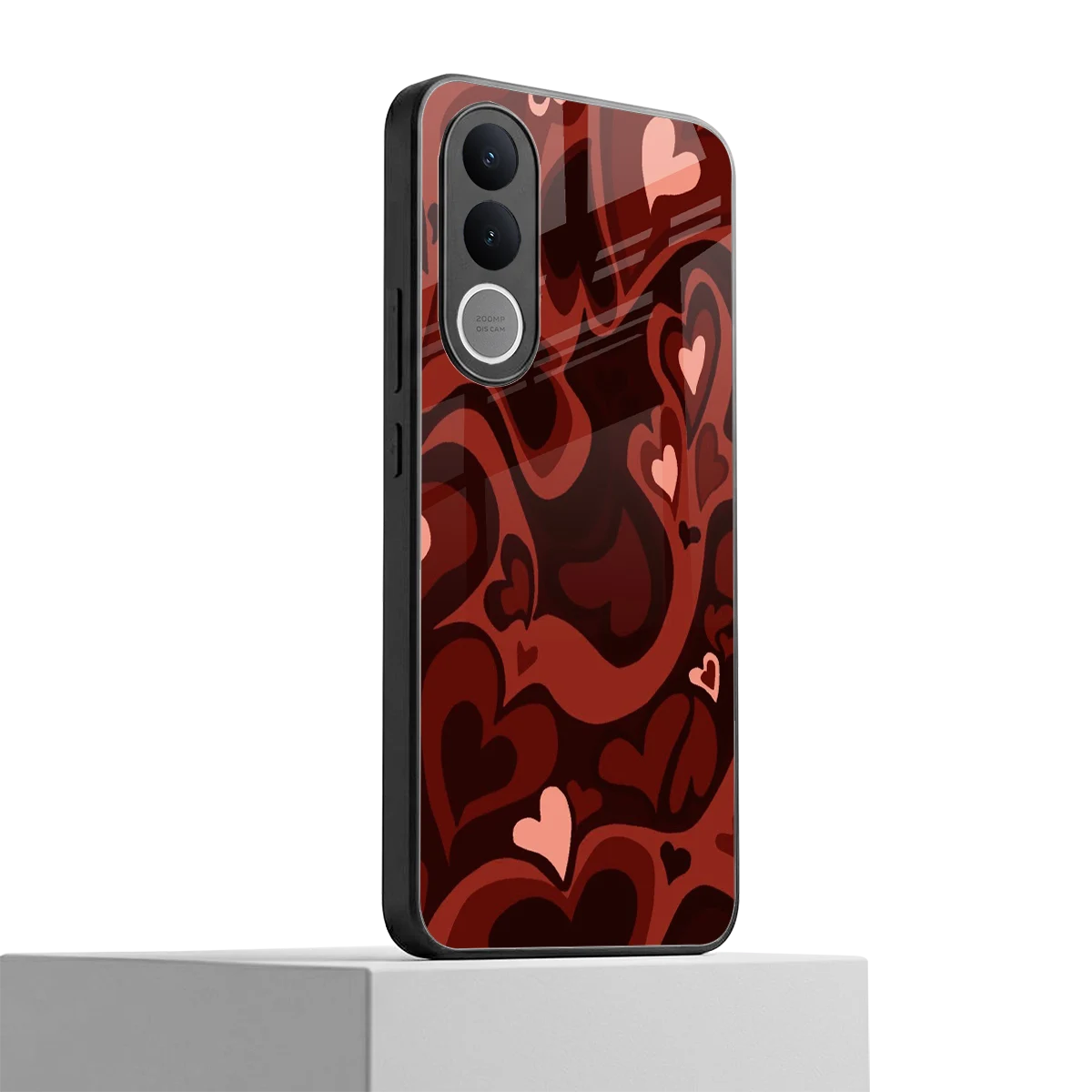 Y2K Red Meltdown Hearts vivo v70 fe mobile cover | shockproof glass phone case