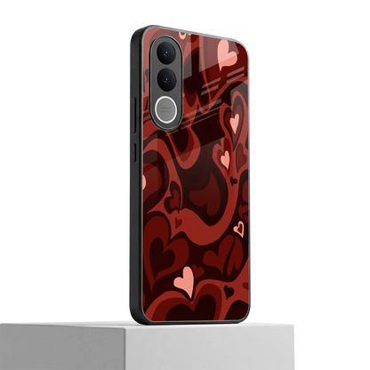 Y2K Red Meltdown Hearts vivo v70 fe mobile cover | shockproof glass phone case