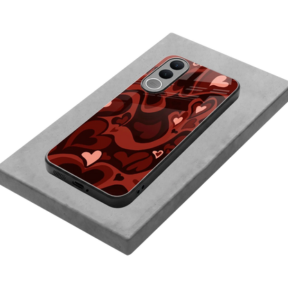 Y2K Red Meltdown Hearts stylish phone case for vivo v70 fe | glossy glass and slim fit