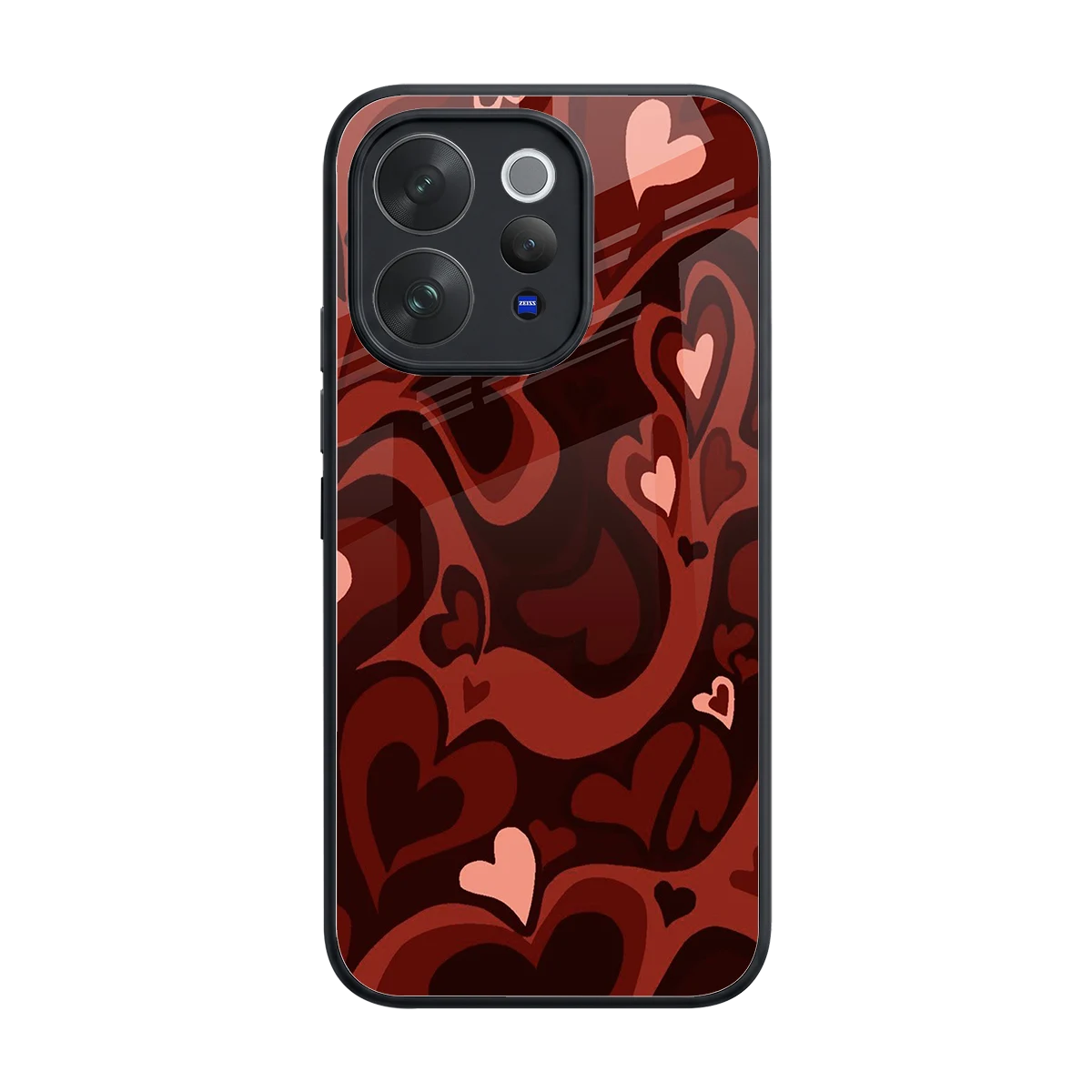 Y2K Red Meltdown Hearts back phone cover | glass case for vivo v70