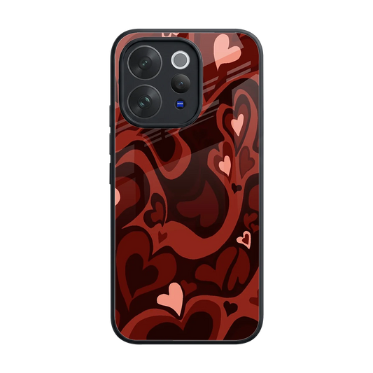 Y2K Red Meltdown Hearts back phone cover | glass case for vivo v70 elite