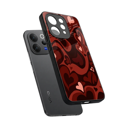 Y2K Red Meltdown Hearts sleek vivo v70 elite cover with tempered glass back and TPU edges