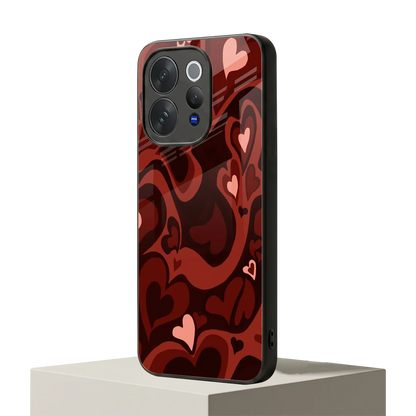 Y2K Red Meltdown Hearts vivo v70 mobile cover | shockproof glass phone case