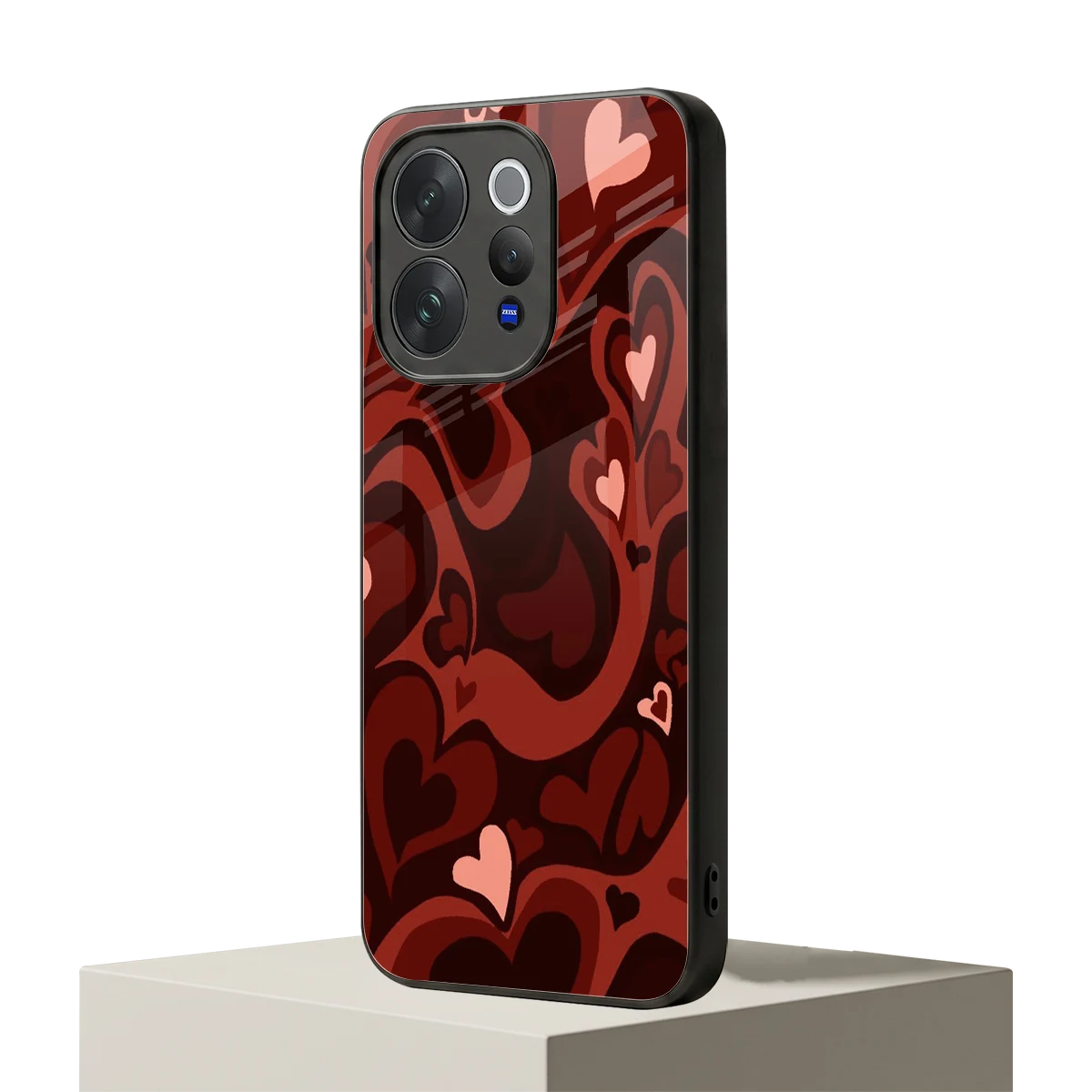 Y2K Red Meltdown Hearts vivo v70 elite mobile cover | shockproof glass phone case