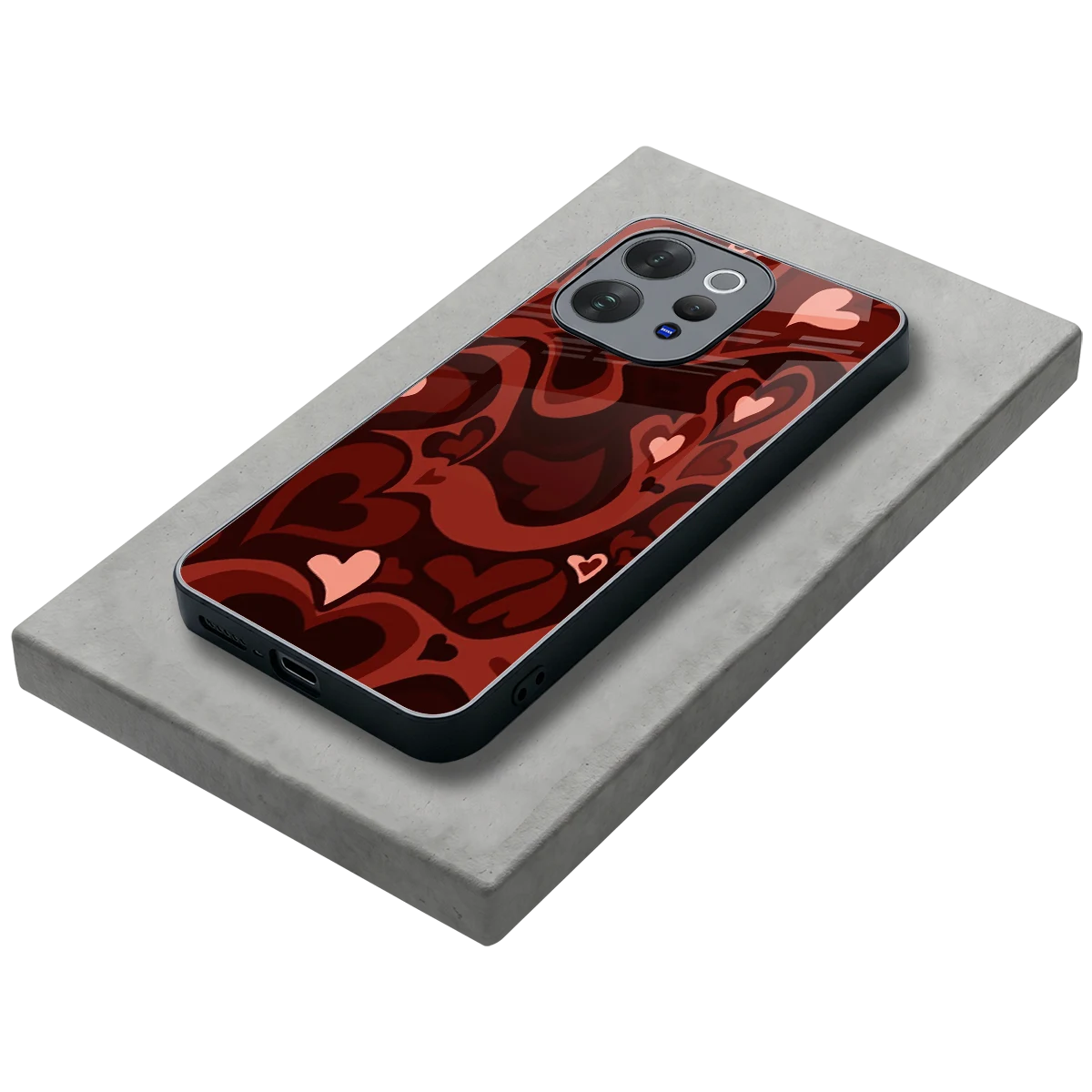 Y2K Red Meltdown Hearts stylish phone case for vivo v70 elite | glossy glass and slim fit