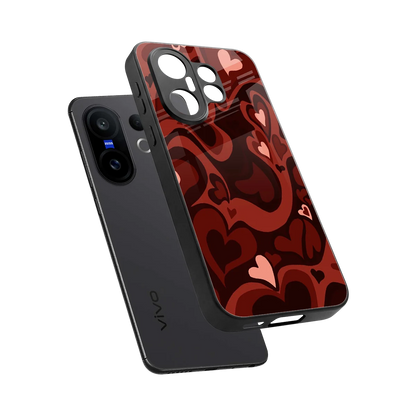 Y2K Red Meltdown Hearts sleek vivo x200 fe cover with tempered glass back and TPU edges