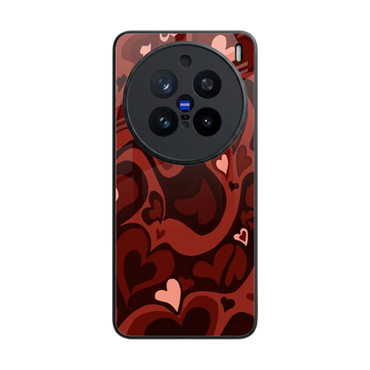 Y2K Red Meltdown Hearts back phone cover | glass case for vivo x200 pro