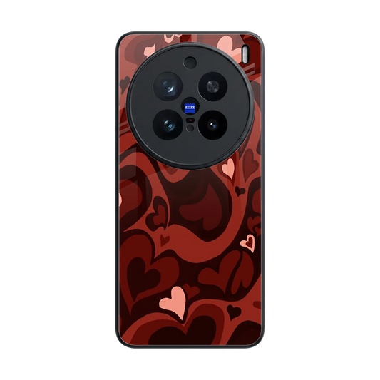 Y2K Red Meltdown Hearts back phone cover | glass case for vivo x200 pro