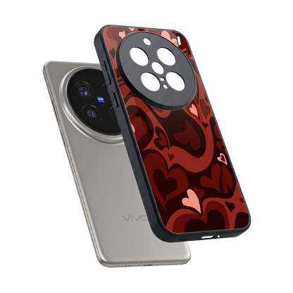 Y2K Red Meltdown Hearts sleek vivo x200 pro cover with tempered glass back and TPU edges
