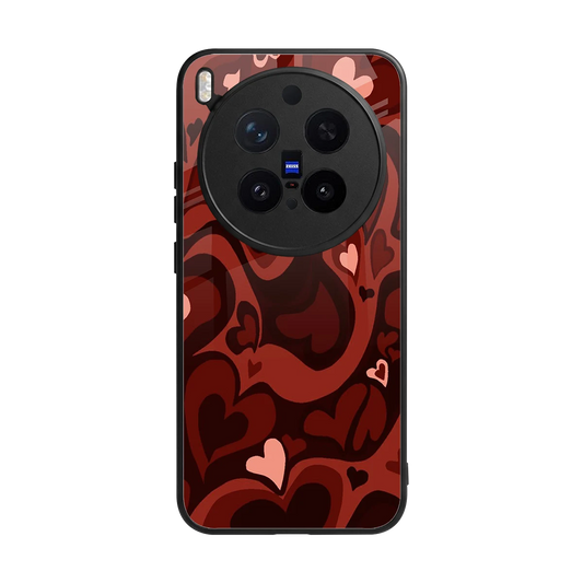 Y2K Red Meltdown Hearts back phone cover | glass case for vivo x300 pro