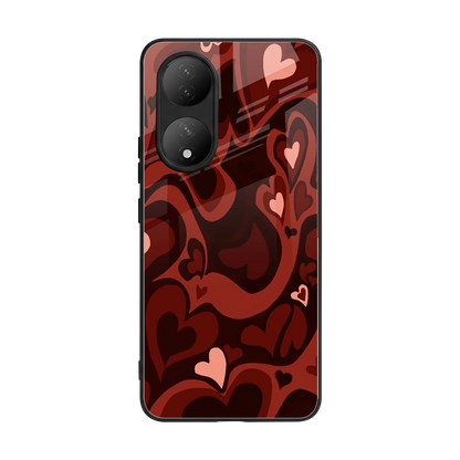 Y2K Red Meltdown Hearts back phone cover | glass case for Vivo-y100