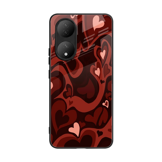 Y2K Red Meltdown Hearts back phone cover | glass case for Vivo-y100
