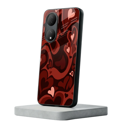 Y2K Red Meltdown Hearts Vivo-y100 mobile cover | shockproof glass phone case