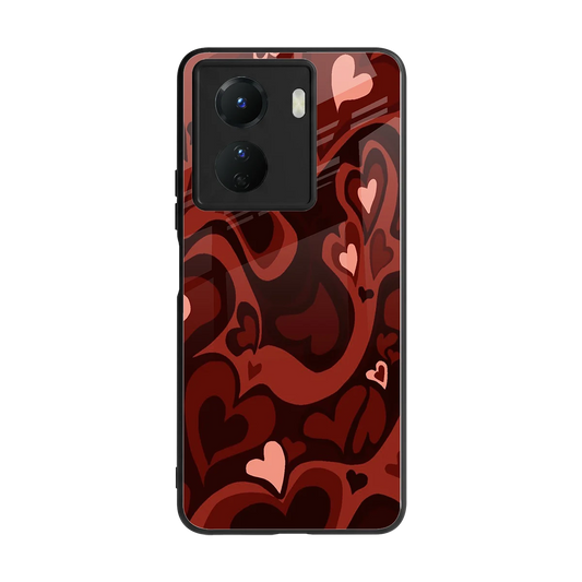 Y2K Red Meltdown Hearts back phone cover | glass case for vivo y16