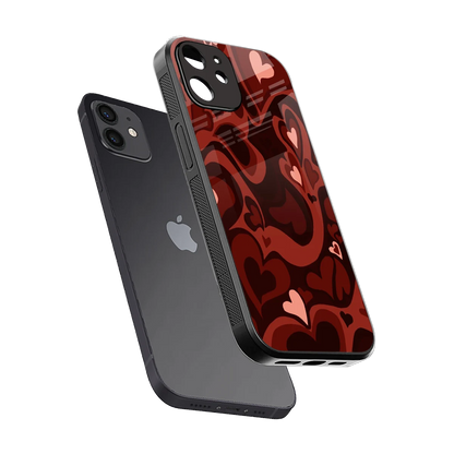 Y2K Red Meltdown Hearts sleek iphone 12 cover with tempered glass back and TPU edges